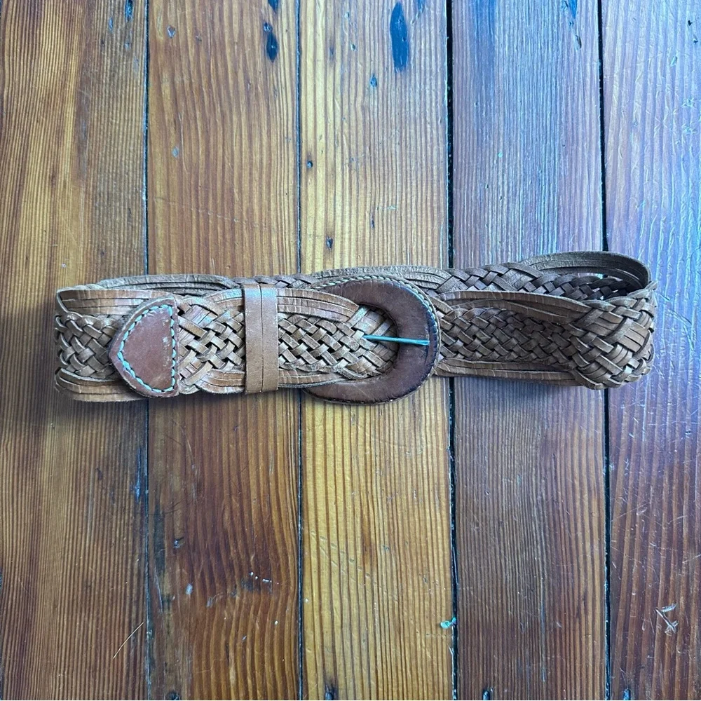 Vintage leather braided belt Small